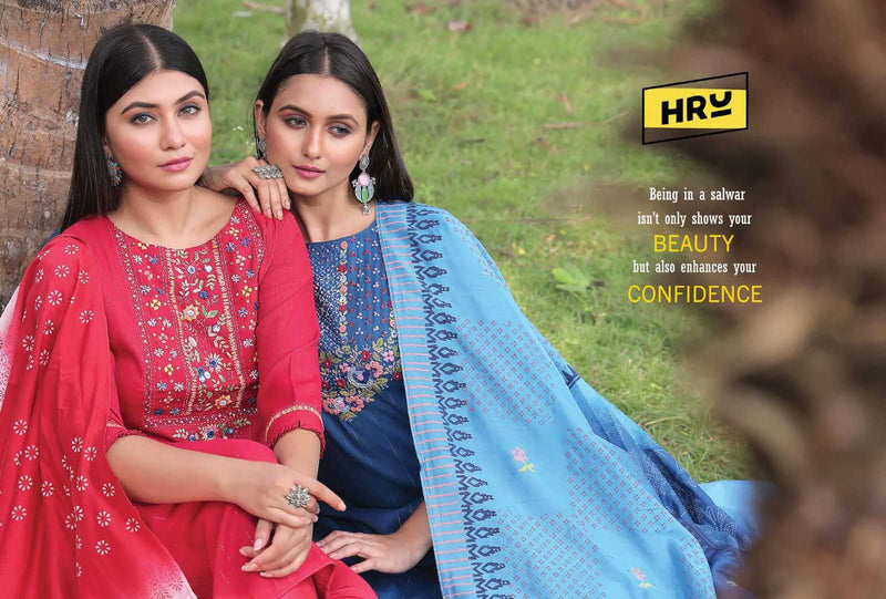 Hru Ramani Vol 13 Viscose Thread Embroidery With Digital Printed Handwork Kurti