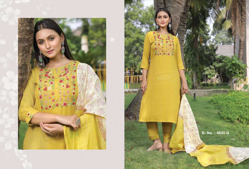 Hru Ramani Vol 13 Viscose Thread Embroidery With Digital Printed Handwork Kurti