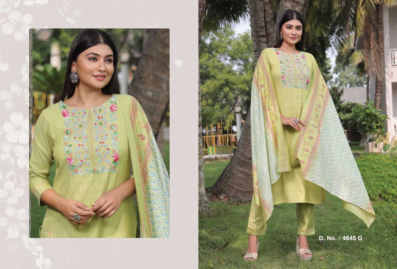 Hru Ramani Vol 13 Viscose Thread Embroidery With Digital Printed Handwork Kurti