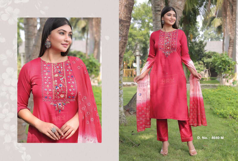 Hru Ramani Vol 13 Viscose Thread Embroidery With Digital Printed Handwork Kurti