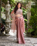 Dusky Blush Drape Gown with Embellished Cape Shivali