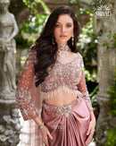 Dusky Blush Drape Gown with Embellished Cape Shivali