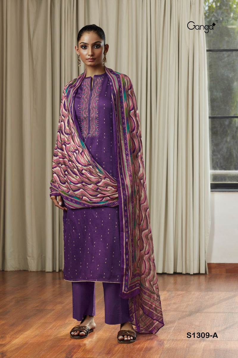 Ganga Inna 1316 Fancy Amazing Print With Work Salwar Kameez Materials