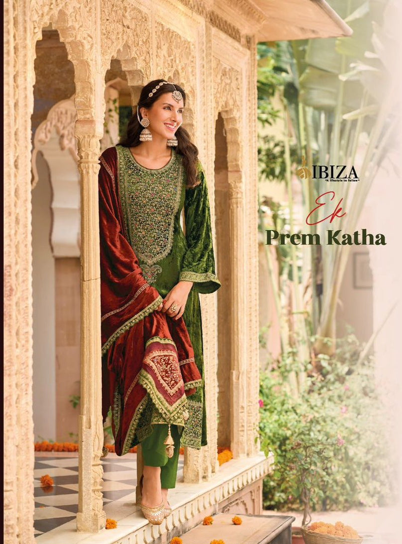 Ibiza Ek Prem Katha Pure Viscose Velvet Embroidered Work Salwar Suit