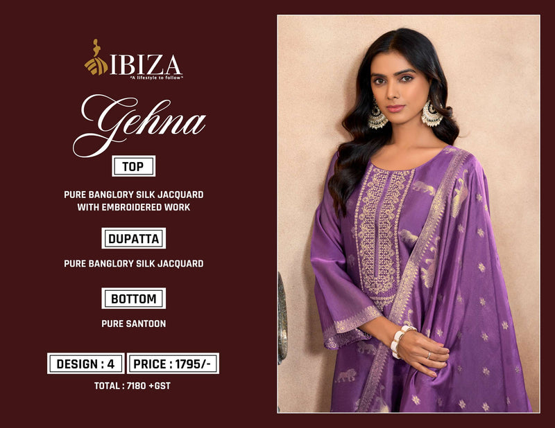 Ibiza Gehna Pure Banglory Silk Jacquard Embroiderd Work Salwar Suit