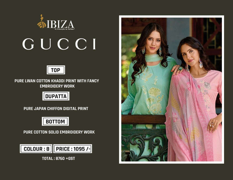 Ibiza Gucci Lawn Cotton Khaddi Print With Fancy Embroidery Work Fancy Salwar Suit