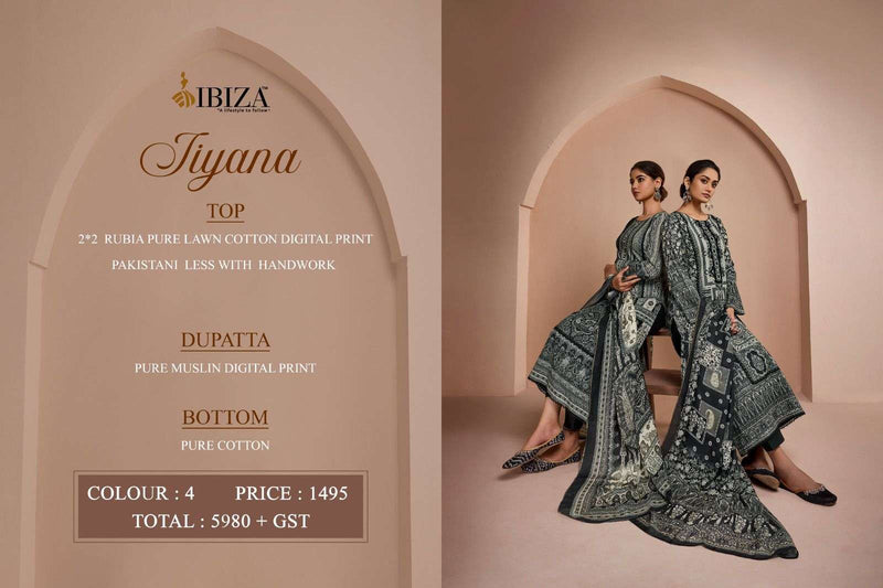 Ibiza Jiyana Lawn Cotton Digital Print Pakistani Less With Handwork Fancy Designer Salwar Suit