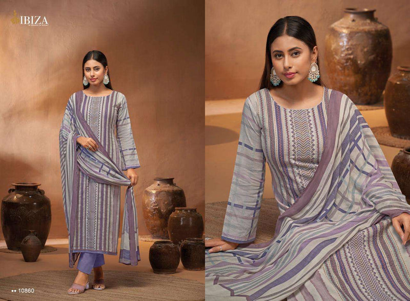 Ibiza Nooriat Linen Cotton  Digital Prints With Heavu Embroidery Work Salwar Kameez