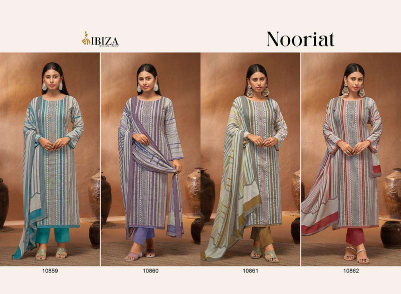 Ibiza Nooriat Linen Cotton  Digital Prints With Heavu Embroidery Work Salwar Kameez