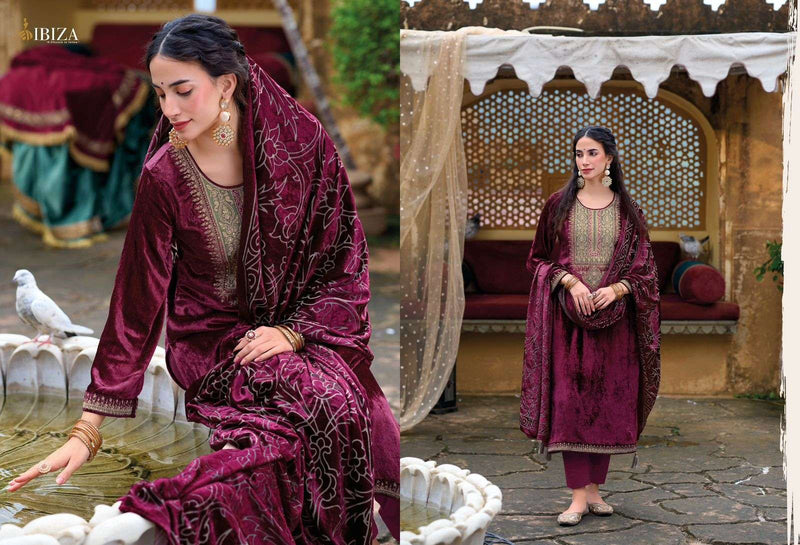 Ibiza Suroor Pure Viscose Velvet Embroidered Heavy Work Salwar Suit