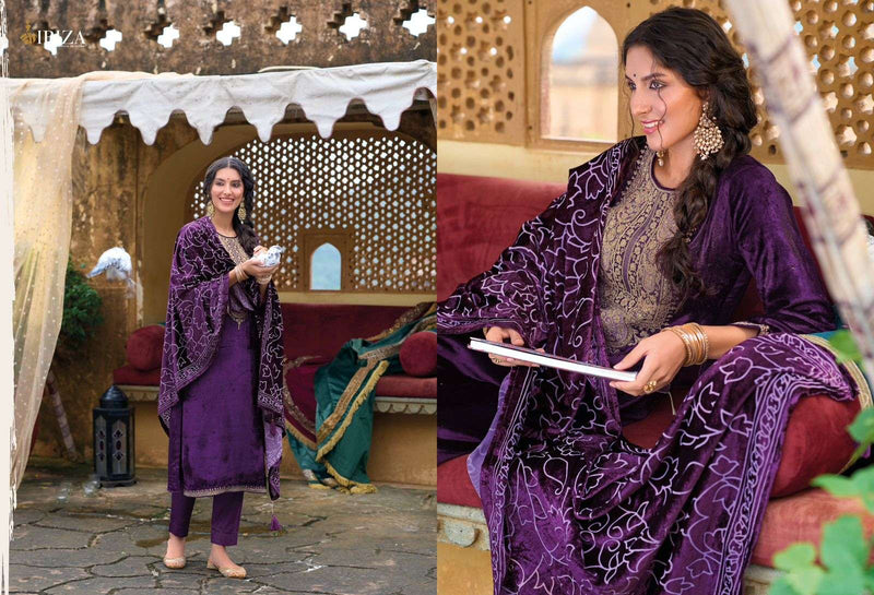 Ibiza Suroor Pure Viscose Velvet Embroidered Heavy Work Salwar Suit