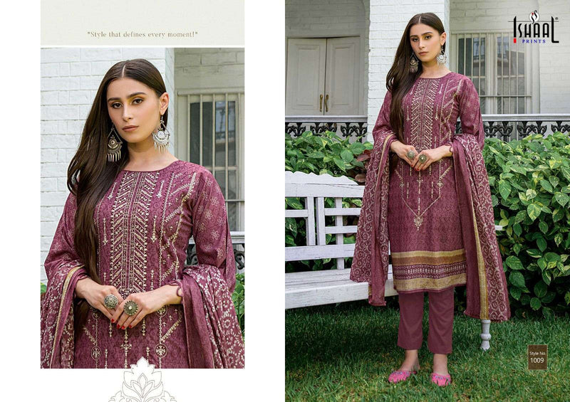 Ishaal Prints Embroidered Combo 24 Lawn Cotton Dailywear Salwar Suit