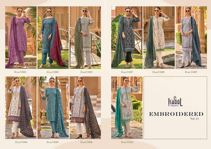 Ishaal Prints Embroidered Vol 11 Self Work Lawn Cotton Salwar Kameez