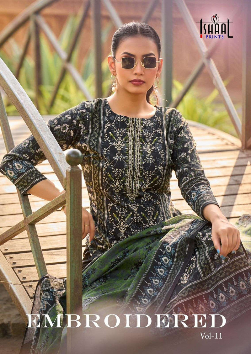 Ishaal Prints Embroidered Vol 11 Self Work Lawn Cotton Salwar Kameez