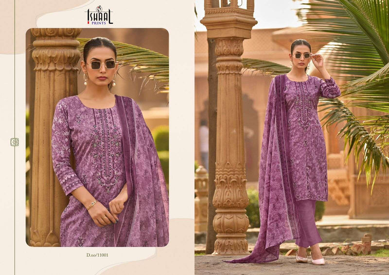 Ishaal Prints Embroidered Vol 11 Self Work Lawn Cotton Salwar Kameez