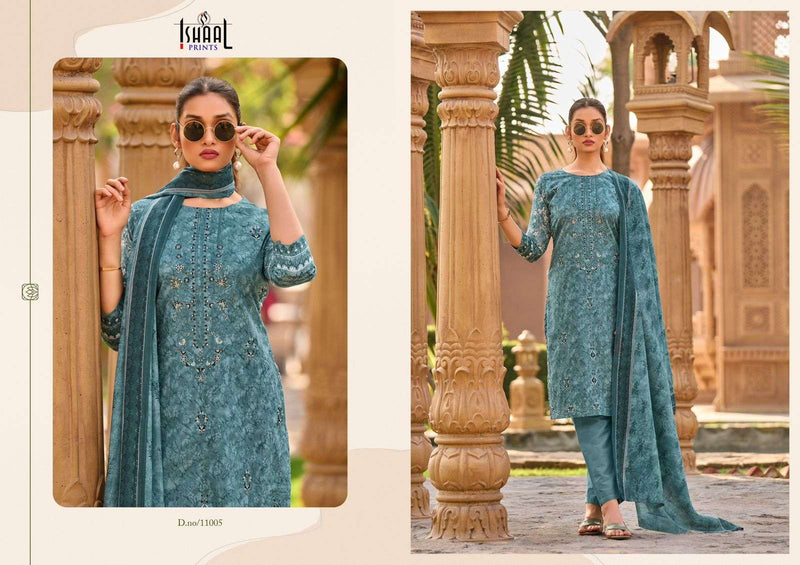 Ishaal Prints Embroidered Vol 11 Self Work Lawn Cotton Salwar Kameez