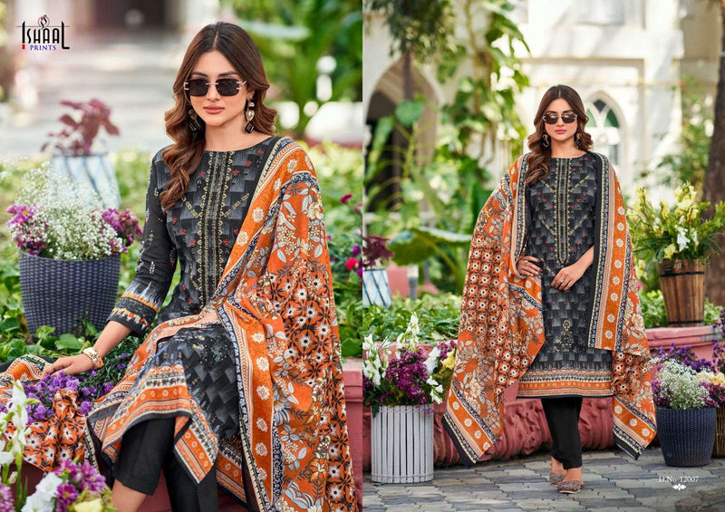 Ishaal Prints Embroidered Vol 12 Pure Lawn Cotton Self Embroidered Salwar Suit