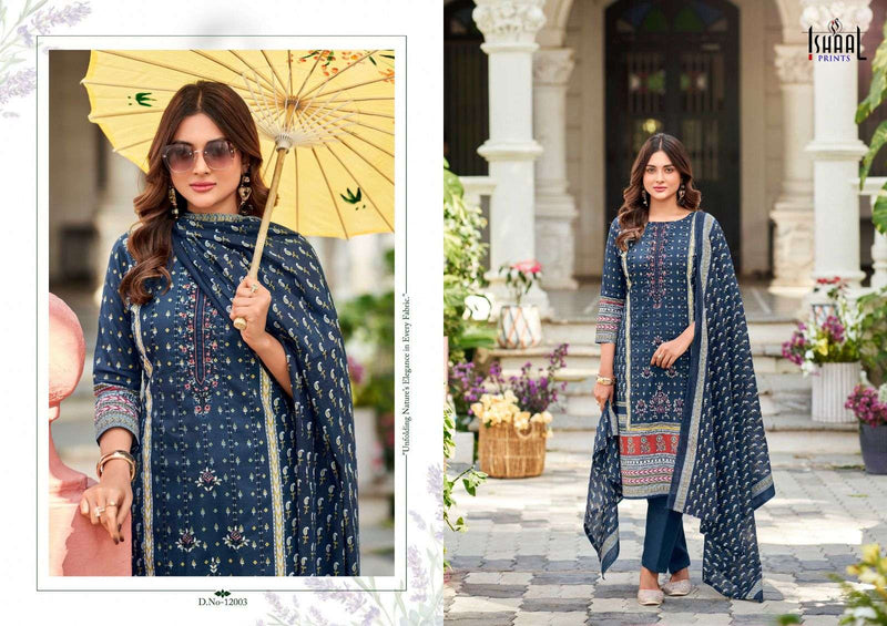 Ishaal Prints Embroidered Vol 12 Pure Lawn Cotton Self Embroidered Salwar Suit