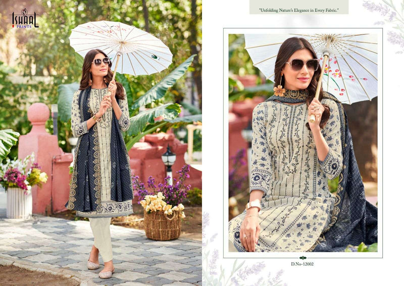 Ishaal Prints Embroidered Vol 12 Pure Lawn Cotton Self Embroidered Salwar Suit