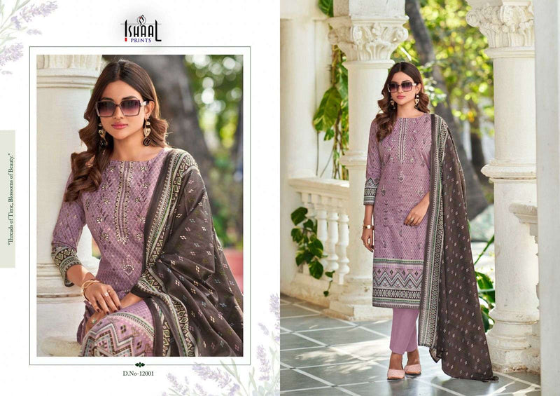 Ishaal Prints Embroidered Vol 12 Pure Lawn Cotton Self Embroidered Salwar Suit