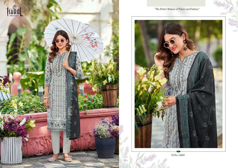 Ishaal Prints Embroidered Vol 12 Pure Lawn Cotton Self Embroidered Salwar Suit