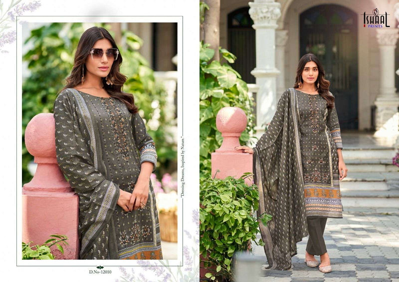 Ishaal Prints Embroidered Vol 12 Pure Lawn Cotton Self Embroidered Salwar Suit