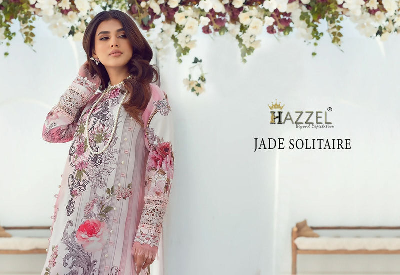 Hazzel Jade Solitaire Lawn Cotton Printed With Embroidery Patch Work Designer Suits