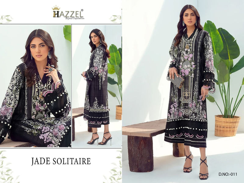 Hazzel Jade Solitaire Lawn Cotton Printed With Embroidery Patch Work Designer Suits