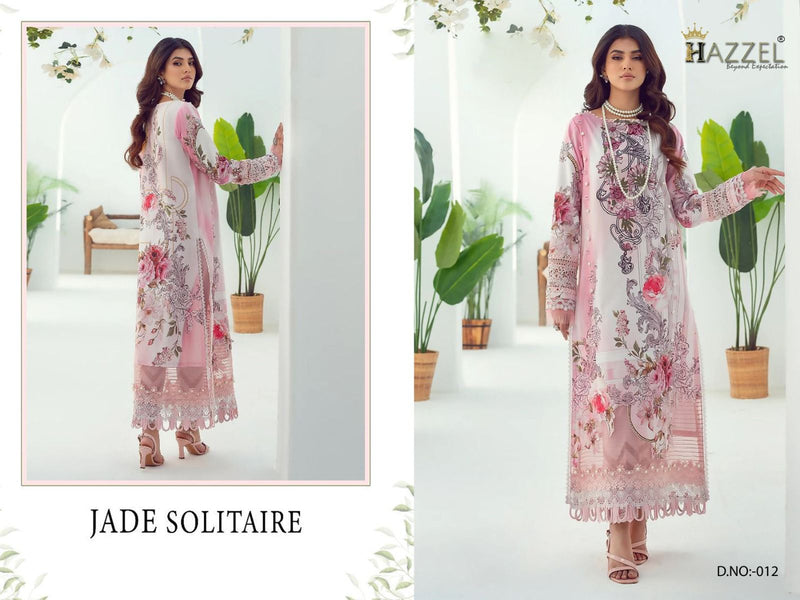 Hazzel Jade Solitaire Lawn Cotton Printed With Embroidery Patch Work Designer Suits