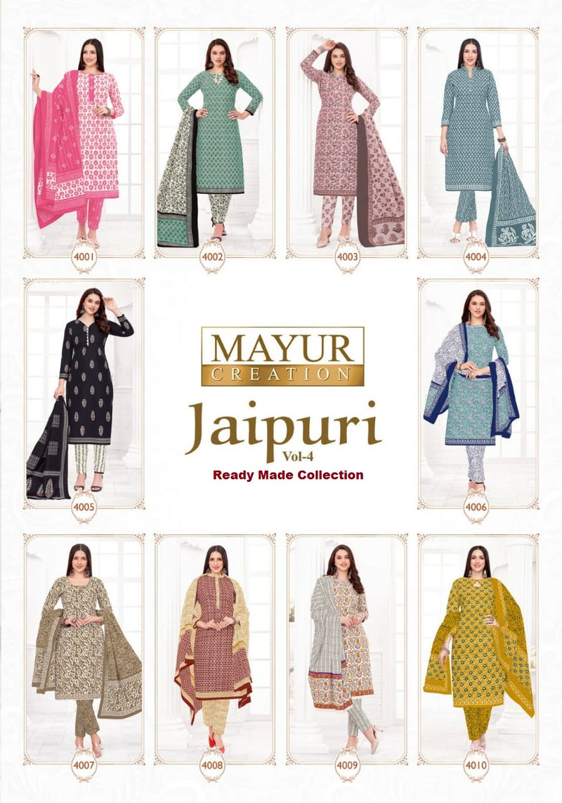 Mayur Creation Jaipuri Vol 4 Readymade Collection Cotton Printed Casual Wear Kurti