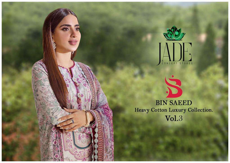 Jade Bin Saeed Heavy Cotton Luxury Collection Vol 3  Heavy Lawn Cotton Daily Wear Salwar Suit