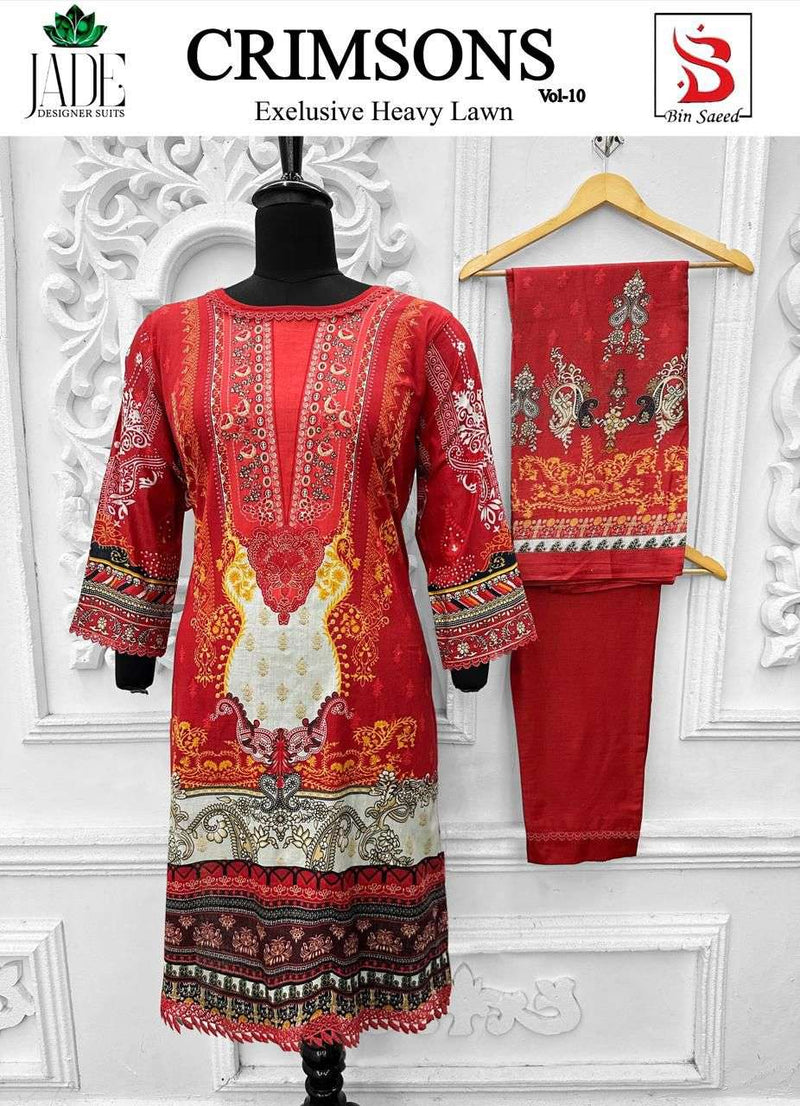 Jade Crimson Vol 10 Exclusive Heavy Lawn Printed Ready To Wear Pret Kurti