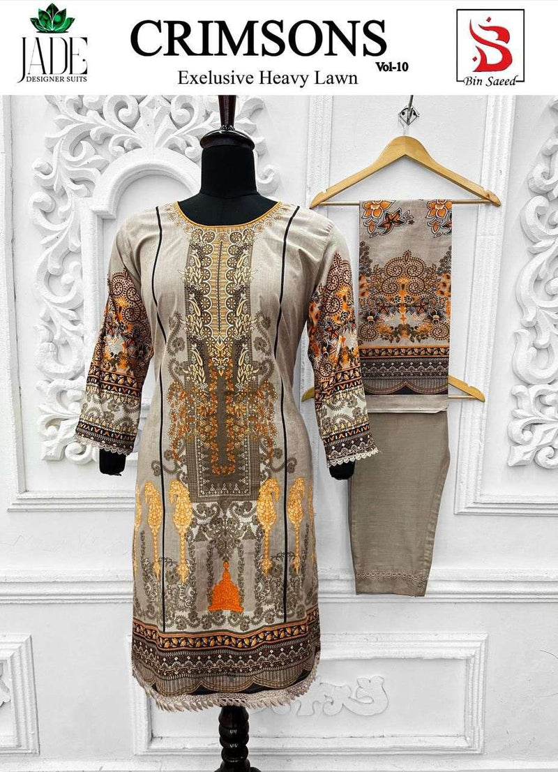 Jade Crimson Vol 10 Exclusive Heavy Lawn Printed Ready To Wear Pret Kurti