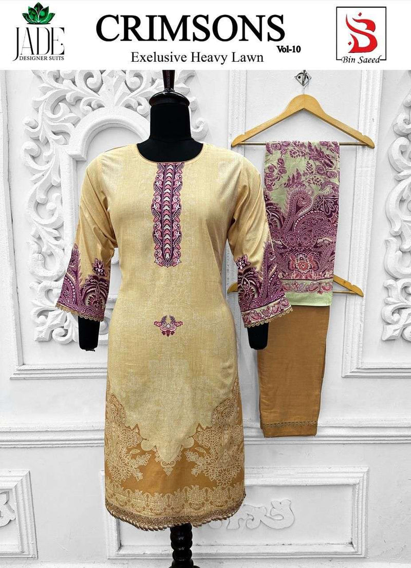 Jade Crimson Vol 10 Exclusive Heavy Lawn Printed Ready To Wear Pret Kurti