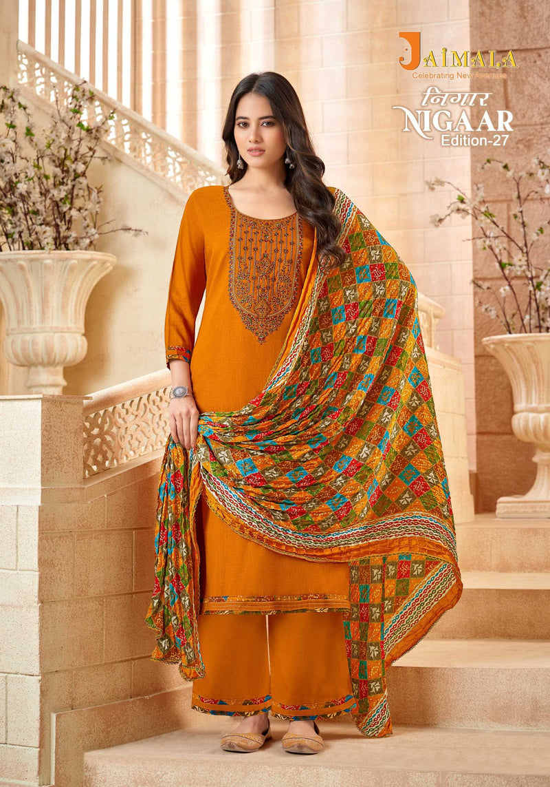 Jaimala Nigaar Vol 27 Pure Rayon Embroidered Diamond Work Salwar Suit