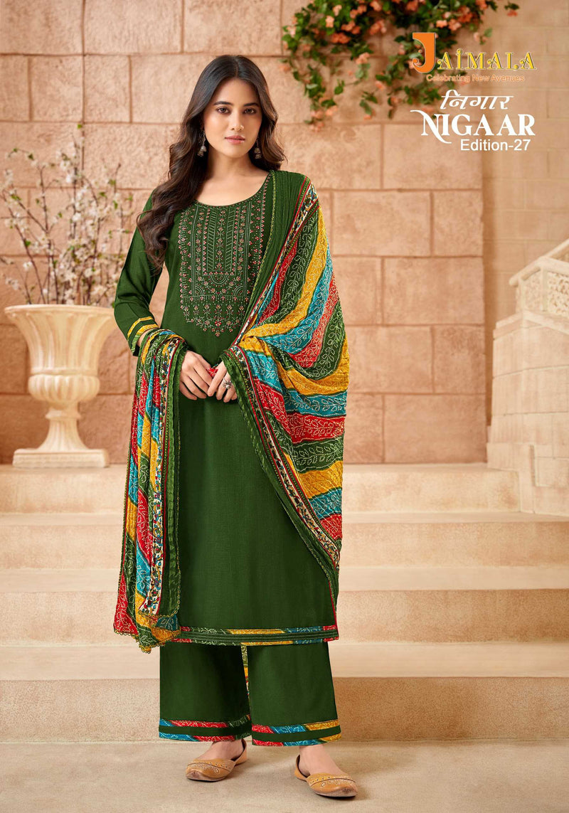 Jaimala Nigaar Vol 27 Pure Rayon Embroidered Diamond Work Salwar Suit