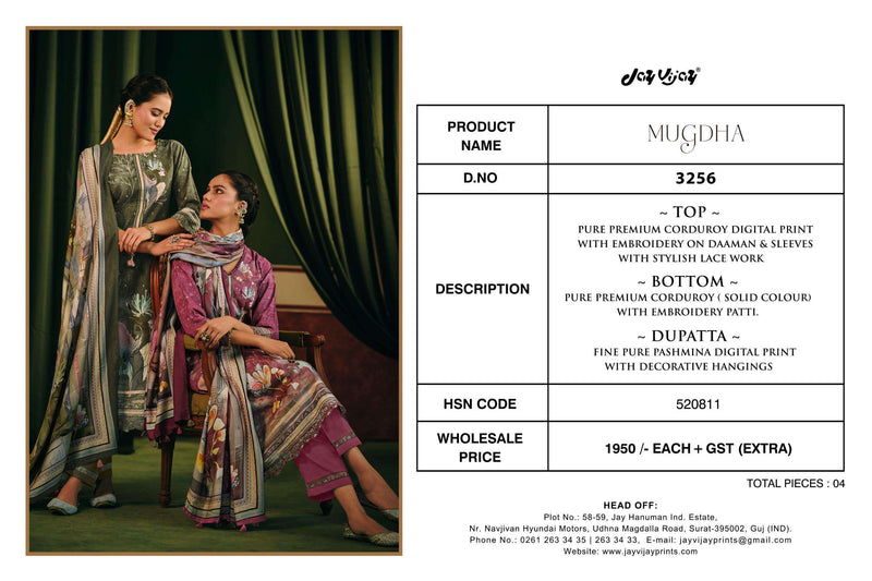Jay Vijay Mugdha 3256 Premium Digital Print Embroidery Work Salwar Kameez