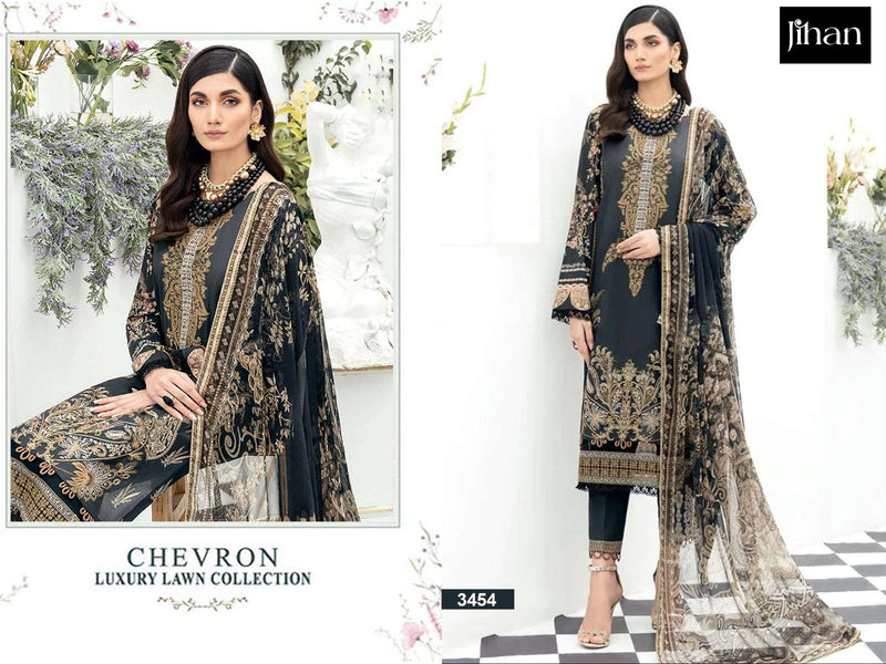 Jihan D No 3454 Lawn Cotton Fancy Work Party Wear Salwar Suit