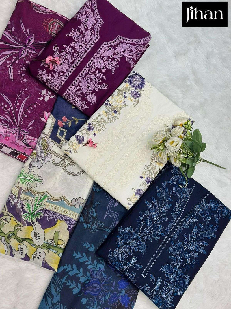 Jihan Firdous Ombre Lawn Collection Vol 3 Pure Cotton Embroidered Work Salwar Suit