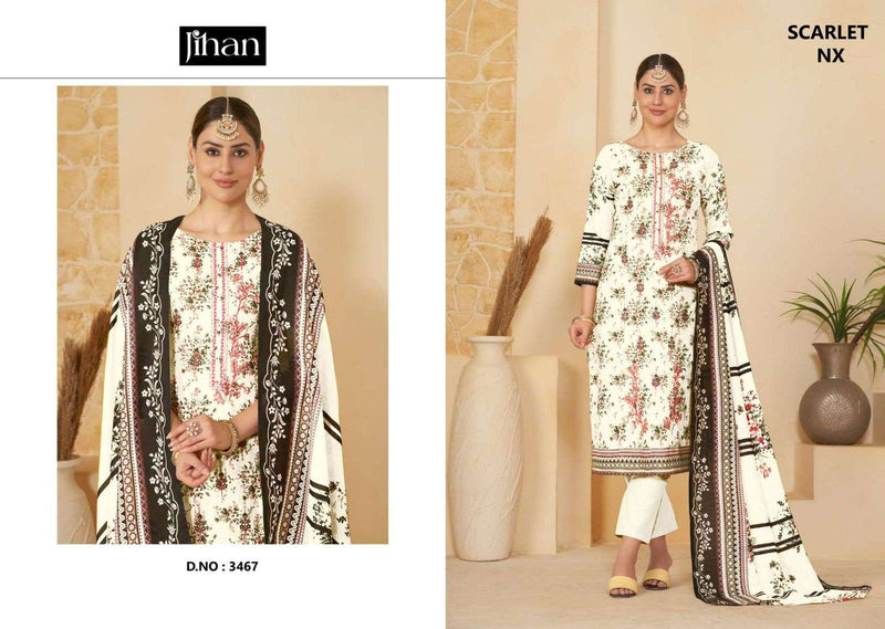 Jihan Scarlet Nx Lawn Cotton Print With Exclusive Heavy Self Embroidery Salwar Kameez