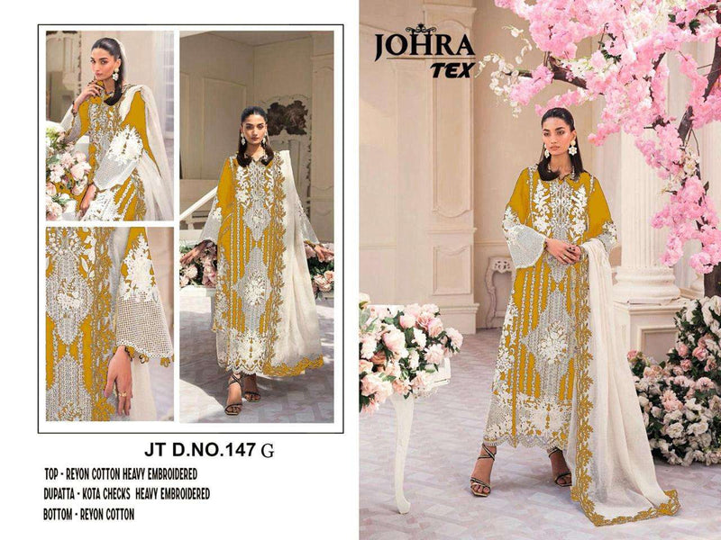 Johra Tex Jt 147 Rayon Cotton Heavy Embroidered Moti Work Salwar Suit