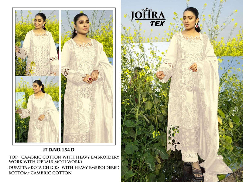 Johra Tex Jt 154 Abcd Cambric Cotton Embroidery Work Salwar Suit