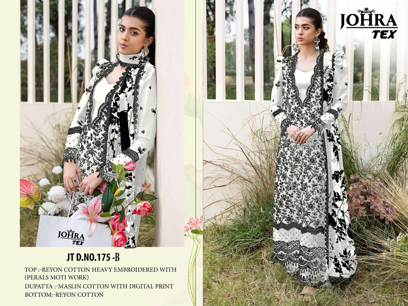 Johra Tex Jt 175 B Pure Cotton Embroidered Work Pakistani Suit