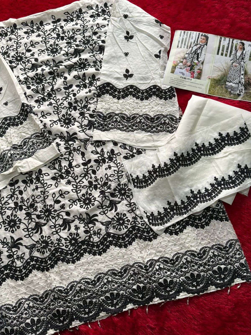 Johra Tex Jt 175 B Pure Cotton Embroidered Work Pakistani Suit