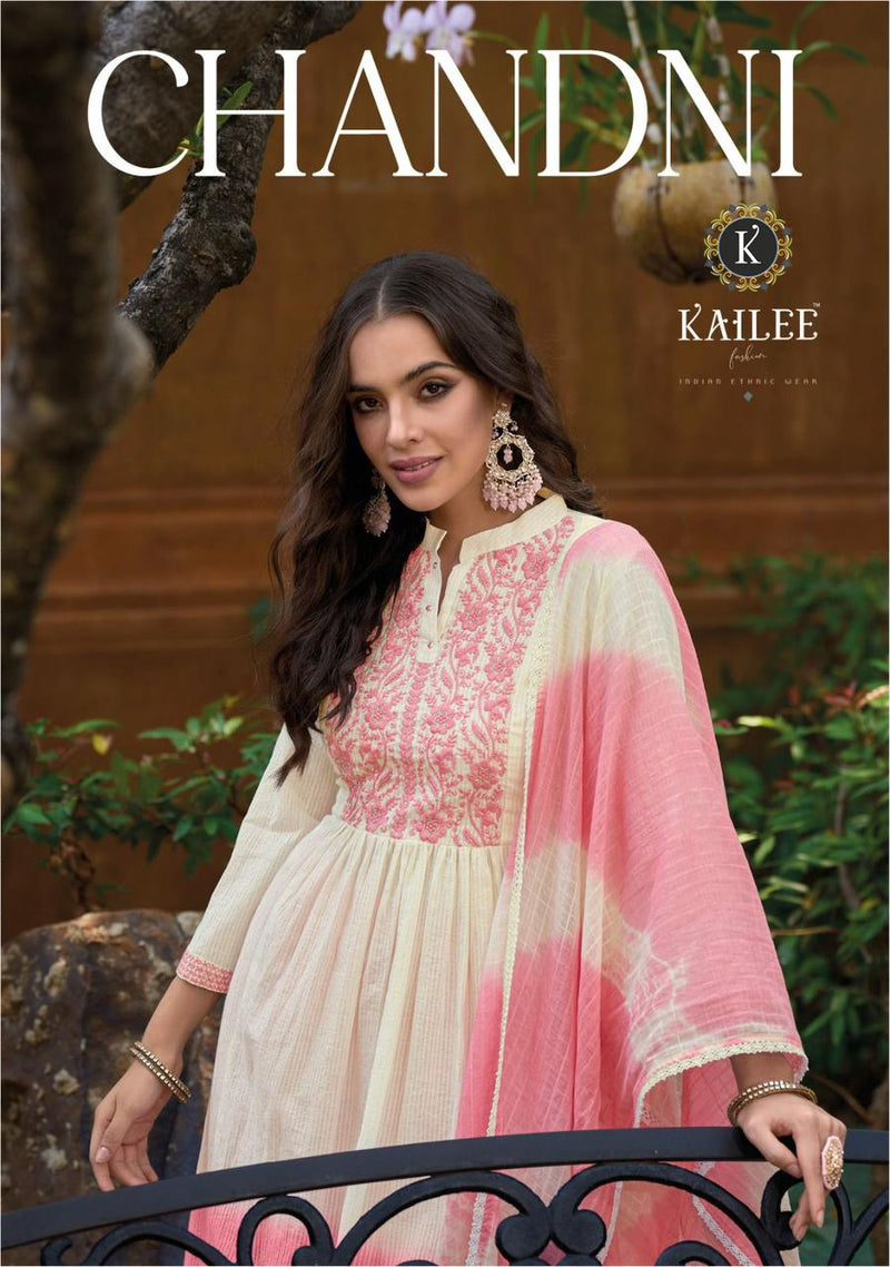 Kailee Fashion Chandani Pure Cotton Weaving Self Pattern Cotton Nyra Cut Designer Kurti