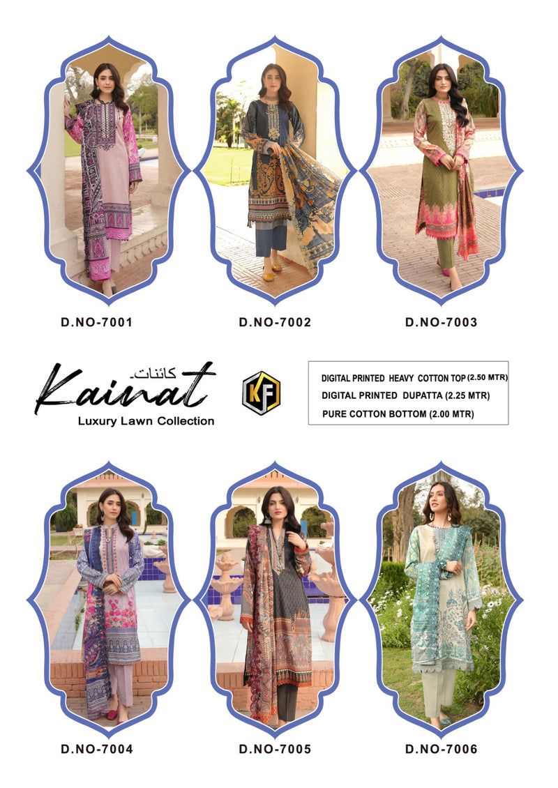 Keval Fab Kainat Luxury Lawn Collection Vol 7 Lawn Cotton Karachi Style Print Suits