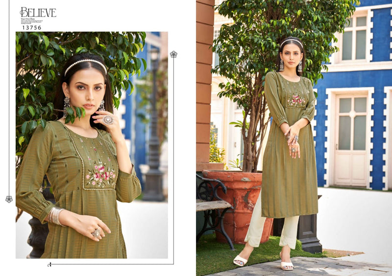 Kajree Noori Heavy Fancy Rayon Embroidered Hand Work Kurti