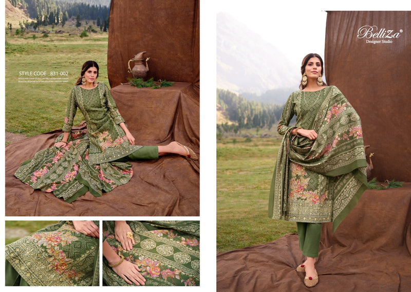 Belliza Designer Studio Khwaab Muslin Digital Printed Hand Work Suit Collection