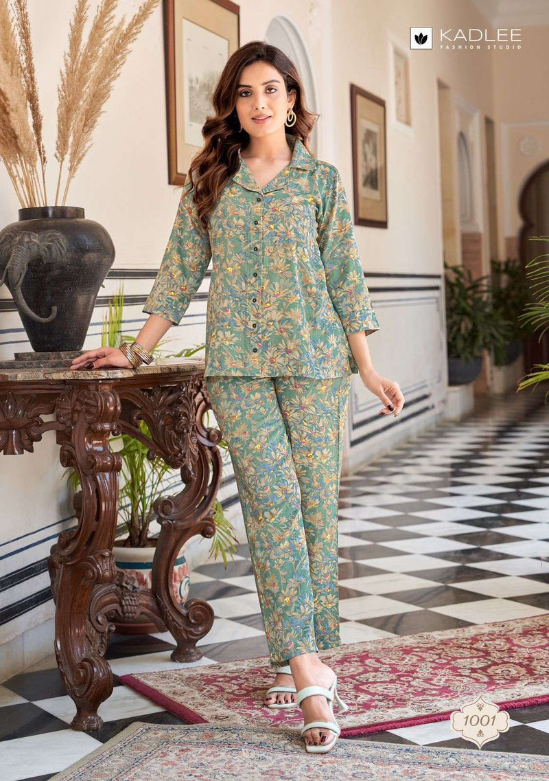 Kadlee Fashion Glory Fancy Viscose Printed Co Ord Set