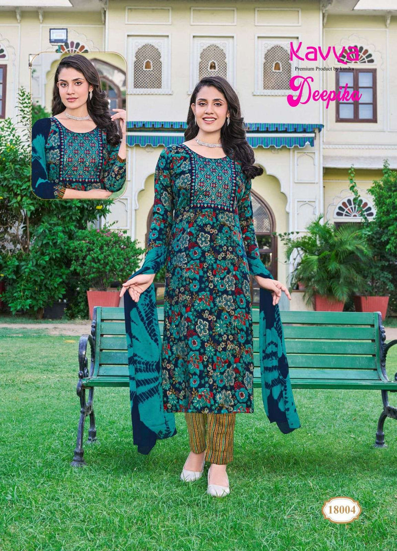 Kavya Deepika Vol 18 Capsule Straight With Embroidery Neck Combo Set Of Kurti